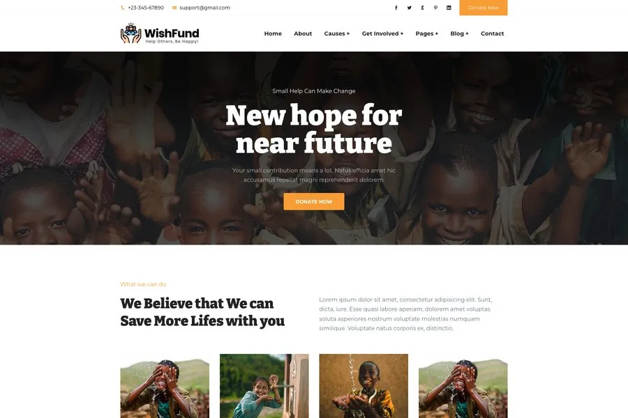 Wishfund - bootstrap NGO website template